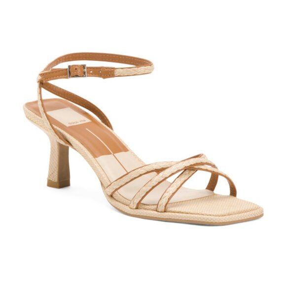NEW DOLCE VITA Made In Brazil Leather Manji Braided Heeled Sandals Natural/brown - Picture 1 of 13